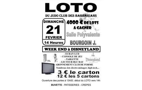 Retour cartons loto :  12 février au + tard !