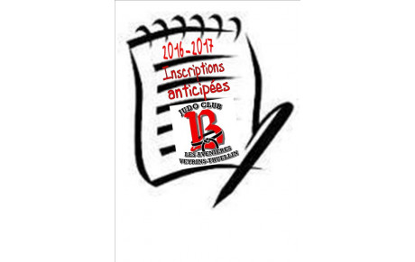 Inscriptions anticipées Saison 2016-2017